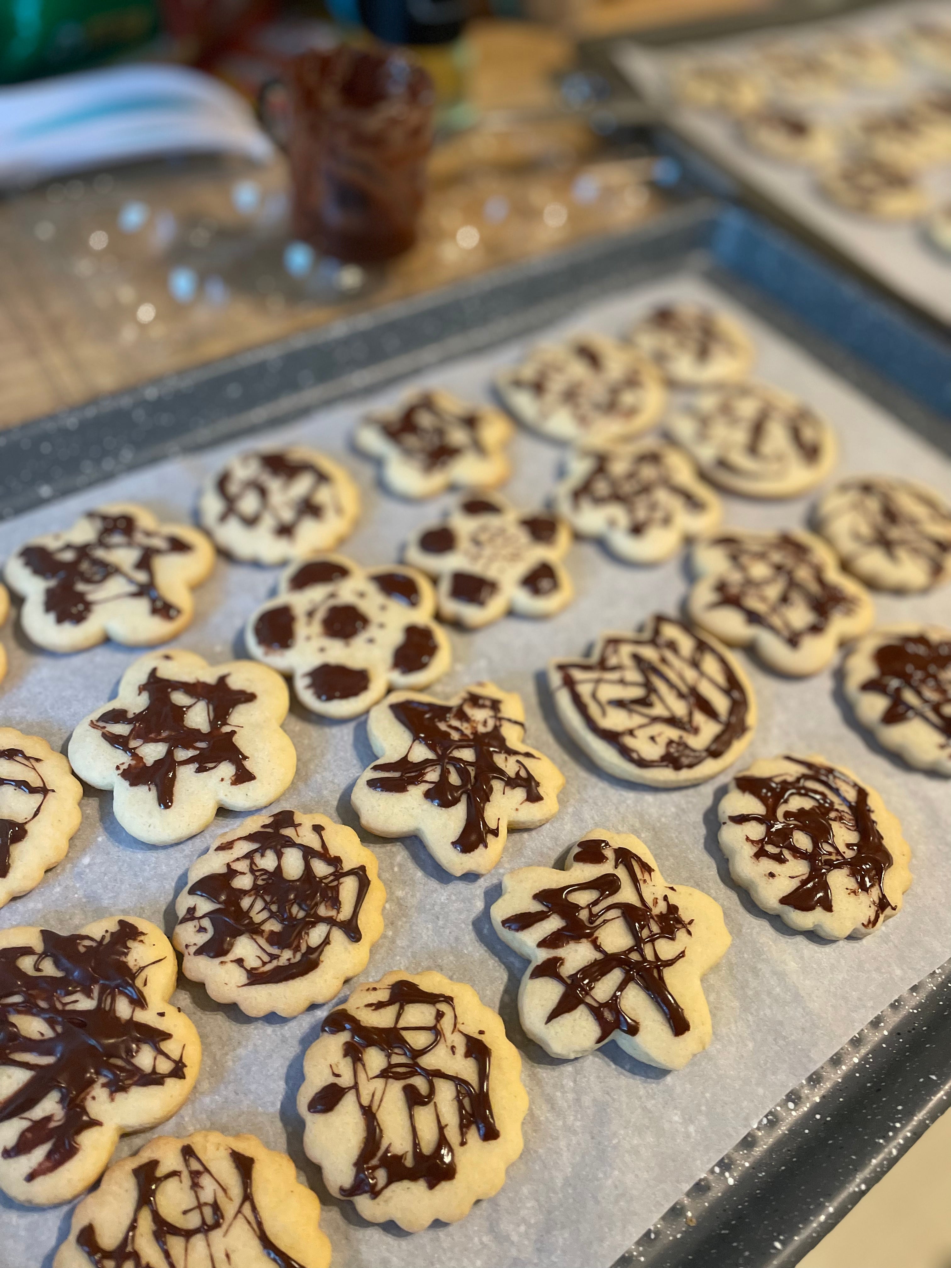 Chocolate Drizzled Ginger Cookies